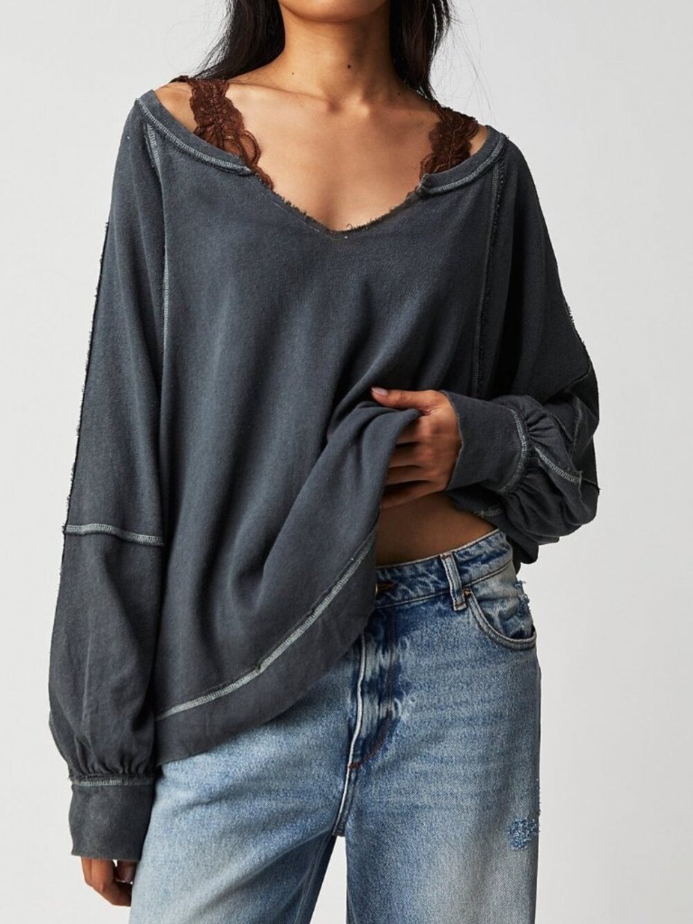 Free People We the Free Wish I Knew Tee - Black - Size Medium